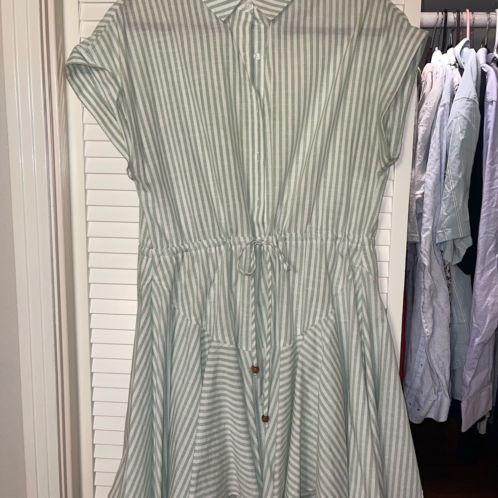 Mint Striped Shirt Dress